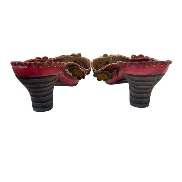 Spring Step L'Artiste Flower Applique Ambrosia Block Heel Sandal Red 36 / US 6 - Picture 6 of 8